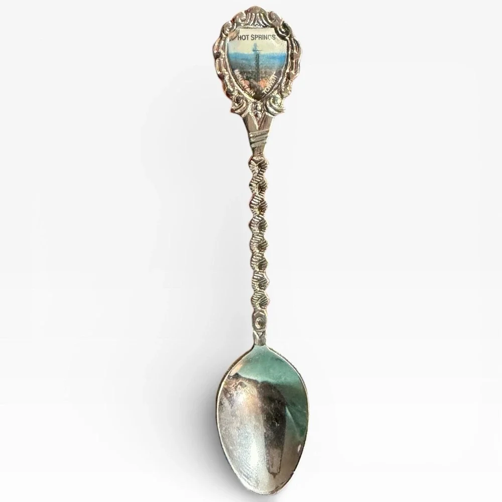 Vintage Hot Springs Arkansas Mountain Tower Souvenir Collector Spoon Silver Tone